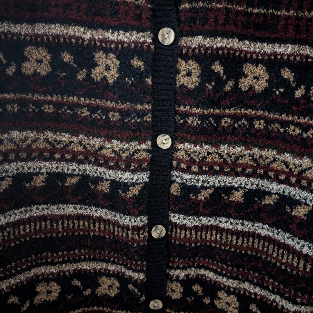 Lena Collection Burgundy and Navy Cardigan - Picture 3 of 5